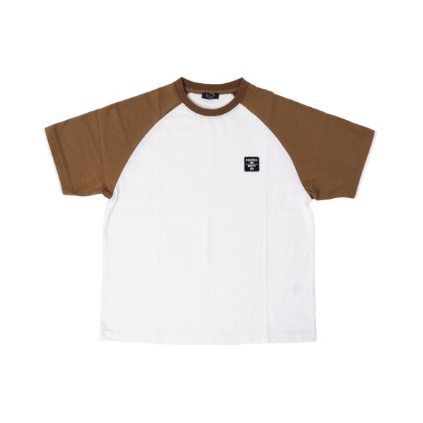 天竺・ドロップショルダーラグラン刺繍半袖Tシャツ