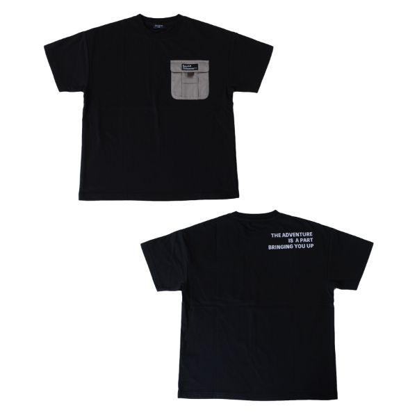 天竺・ドロップショルダーアウトドアポケット半袖Tシャツ