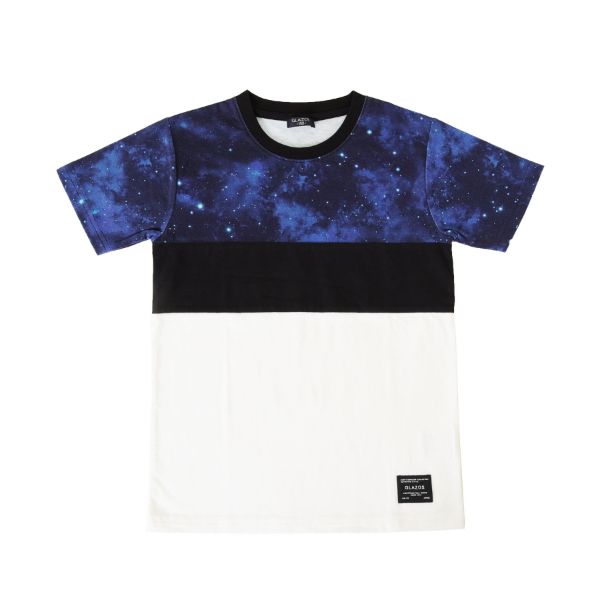 天竺・接触冷感切替柄デザイン半袖Tシャツ