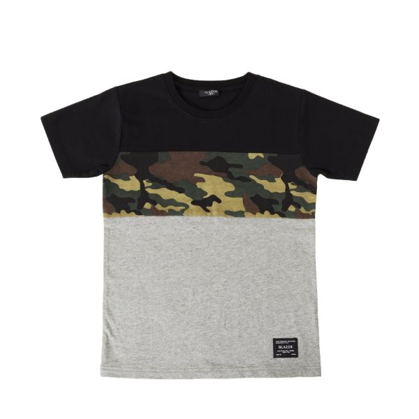 天竺・接触冷感切替柄デザイン半袖Tシャツ