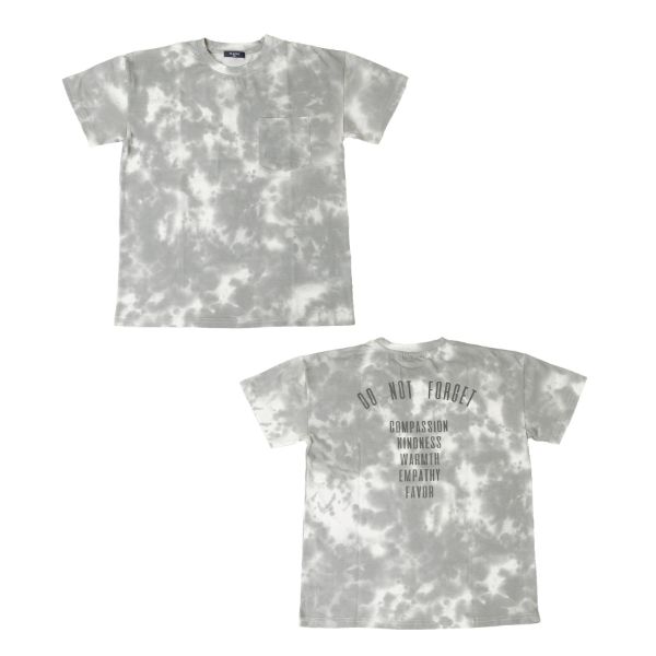 天竺・ドロップショルダータイダイバックプリント半袖Tシャツ