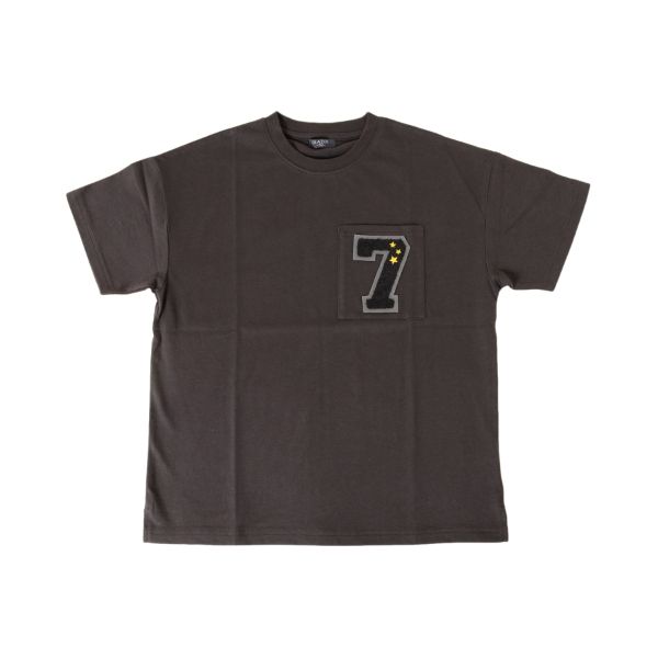 天竺・接触冷感ドロップショルダーサガラ風レタード半袖Tシャツ