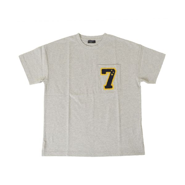 天竺・接触冷感ドロップショルダーサガラ風レタード半袖Tシャツ