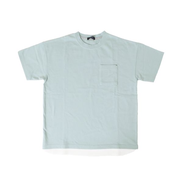 天竺・ドロップショルダーフェイクレイヤードポケット半袖Ｔシャツ
