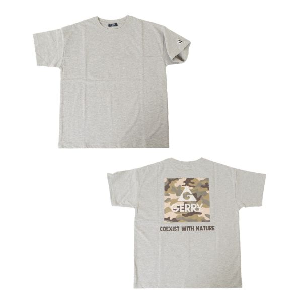 【GERRY】天竺・ドロップショルダーバックBOXカモ柄プリント半袖Ｔシャツ