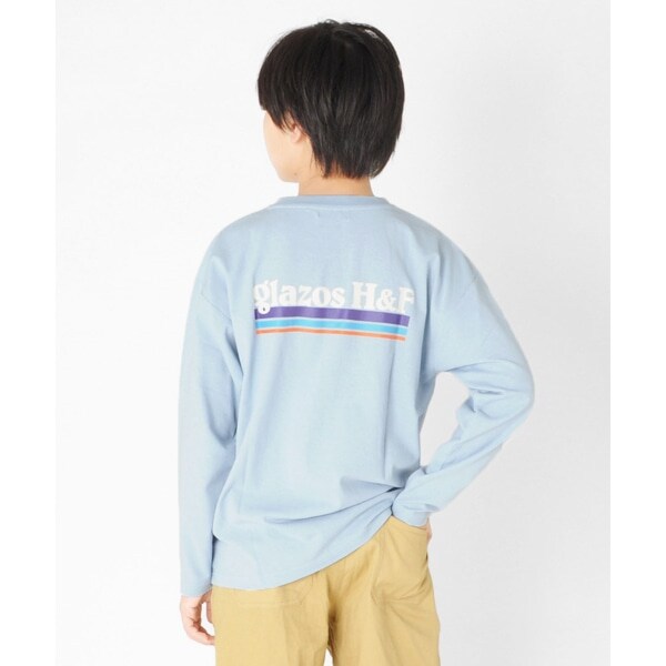 OE天竺・ドロップショルダーアウトドアロゴバックプリント長袖Tシャツ