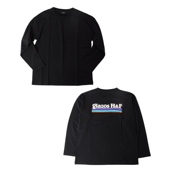 OE天竺・ドロップショルダーアウトドアロゴバックプリント長袖Tシャツ