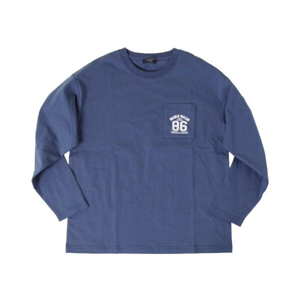 タフ天竺・ドロップショルダーポケットプリント長袖Ｔシャツ