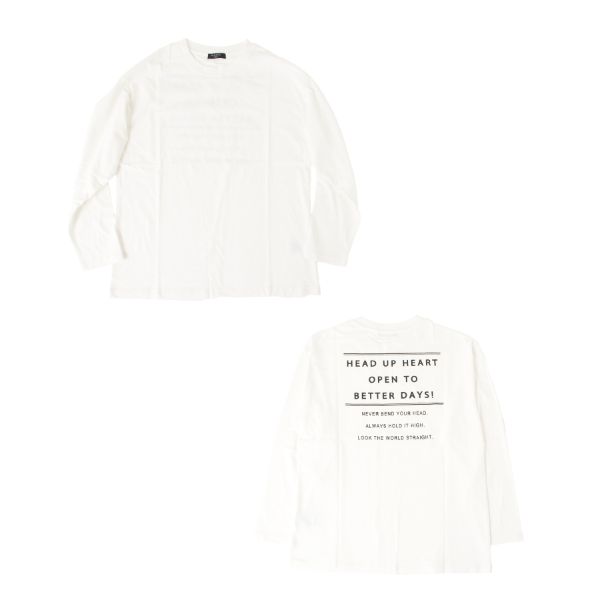 天竺・ドロップショルダーバックプリント長袖Tシャツ