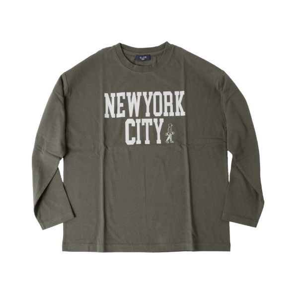 天竺・ドロップショルダーCITYロゴモチーフ長袖Tシャツ