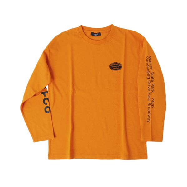 天竺・ドロップショルダースリーブプリント長袖Tシャツ