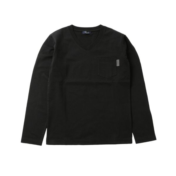タフ天竺・Ｖネックリフレクトネーム付ポケット長袖Ｔシャツ