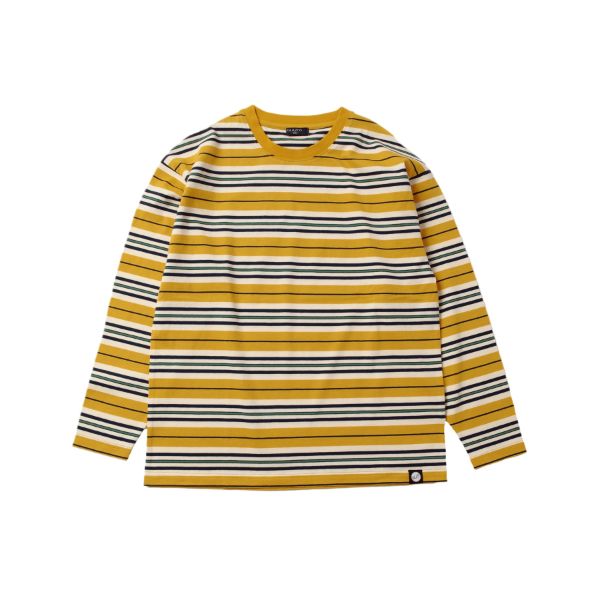 天竺・ドロップショルダーマルチボーダー長袖Tシャツ