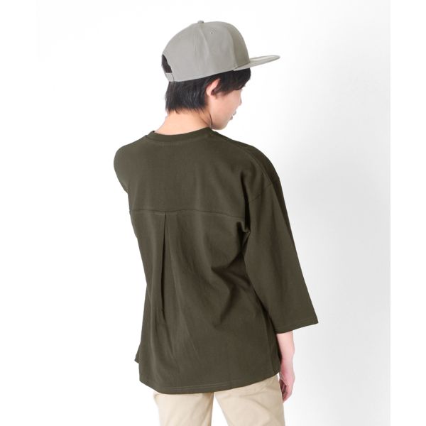 天竺・USAコットン ドロップショルダーフットボール7分袖Tシャツ