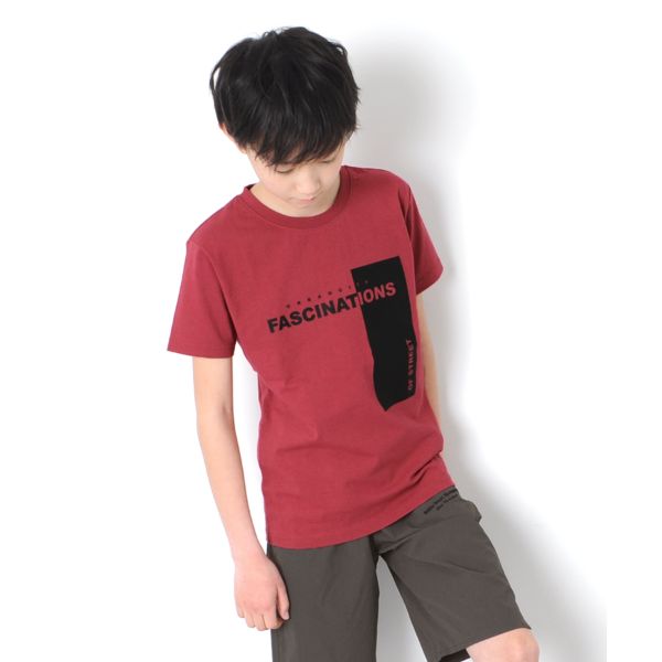 【大人向けサイズあり】OE天竺・縦ロゴプリント半袖Tシャツ