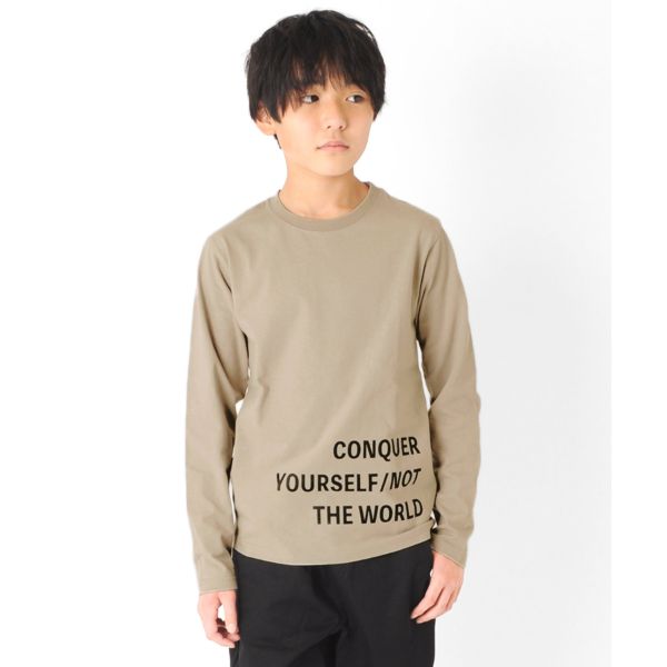 天竺・裾ロゴプリント長袖Ｔシャツ