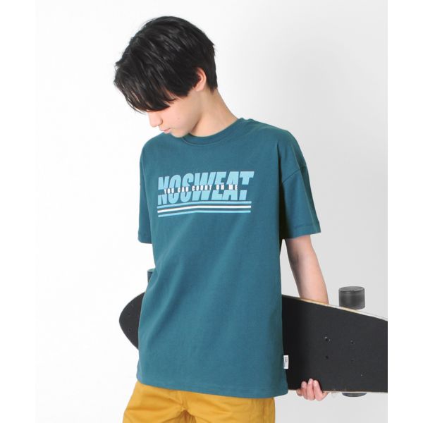 【大人向けサイズあり】天竺・USAコットン ドロップショルダーロゴプリント半袖Ｔシャツ