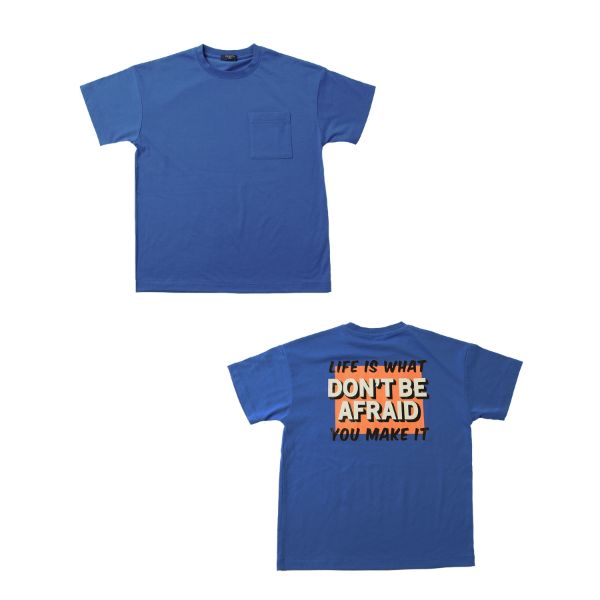 【大人向けサイズあり】天竺・ドロップショルダーバックプリントポップロゴ半袖Tシャツ