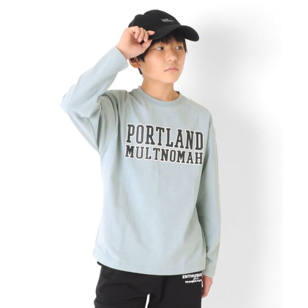 天竺・ドロップショルダーアソートカレッジロゴ長袖Ｔシャツ