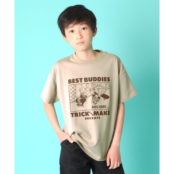 天竺・ドロップショルダーアソートプリント半袖Tシャツ