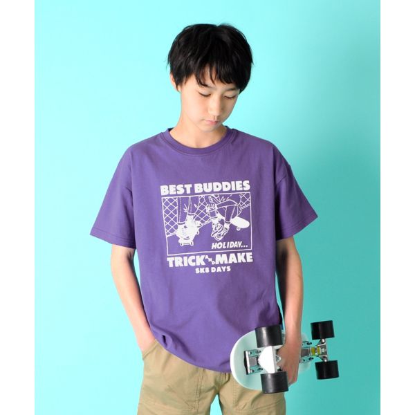 天竺・ドロップショルダーアソートプリント半袖Tシャツ