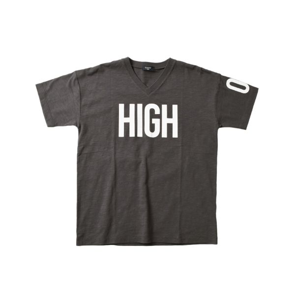 【大人向けサイズあり】スラブ天竺・ロゴナンバープリントVネック半袖Tシャツ