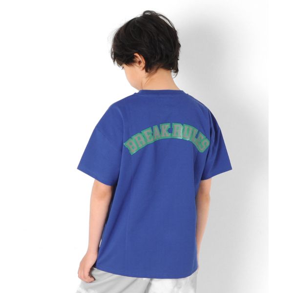 【大人向けサイズあり】機能天竺・接触冷感ドロップショルダーリフレクトロゴバックプリント半袖Tシャツ