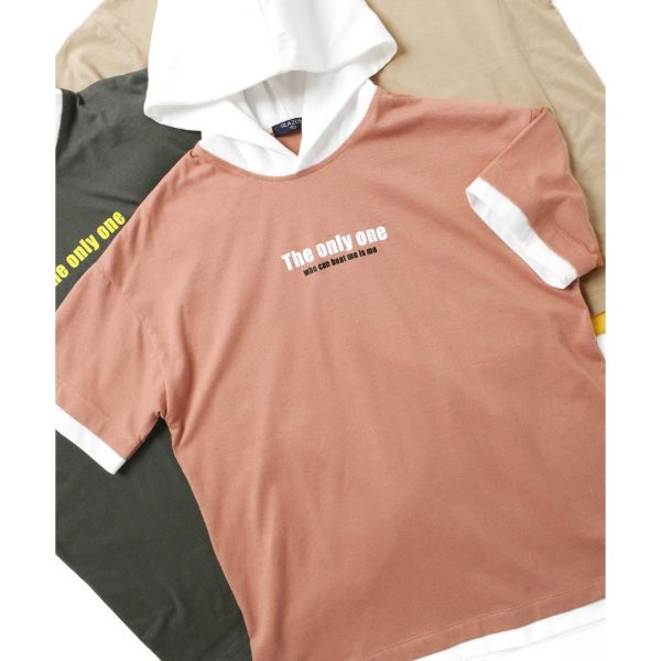 【販売不可】天竺・接触冷感ドロップショルダーレイヤードTパーカー