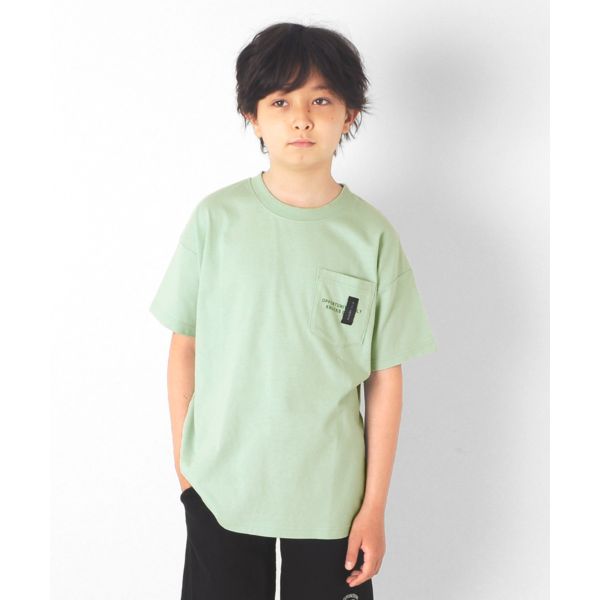 天竺・ドロップショルダーネームポケット半袖Tシャツ