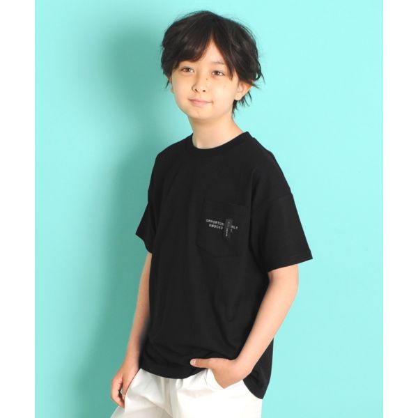 天竺・ドロップショルダーネームポケット半袖Tシャツ