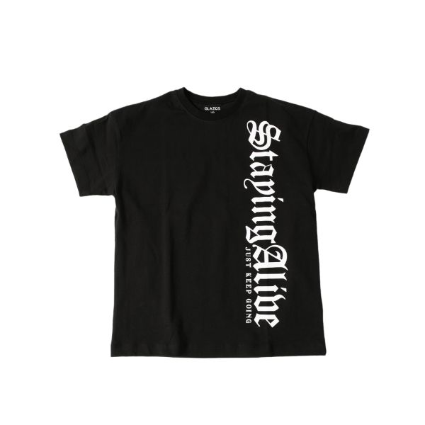 【大人向けサイズあり】天竺・ドロップショルダートライバルロゴ半袖Tシャツ