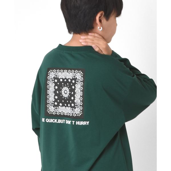 天竺・ビッグシルエットバンダナバックプリント長袖Tシャツ