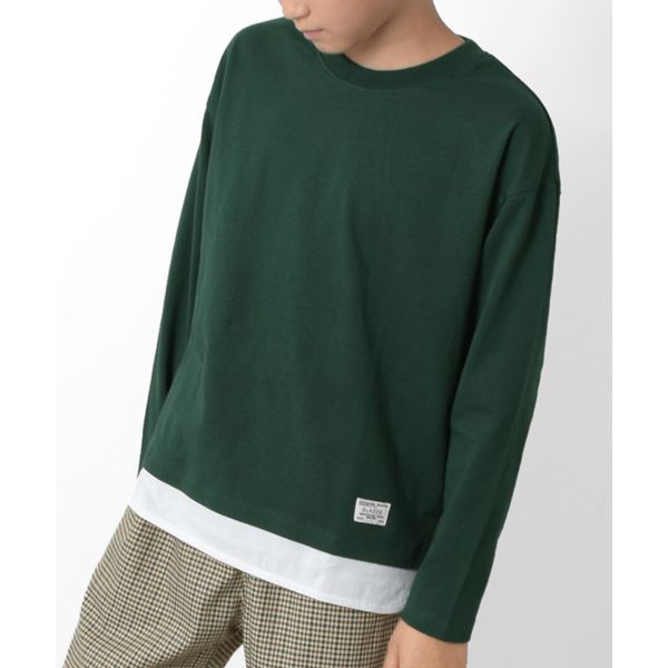 裾レイヤードクルーネック長袖Ｔシャツ