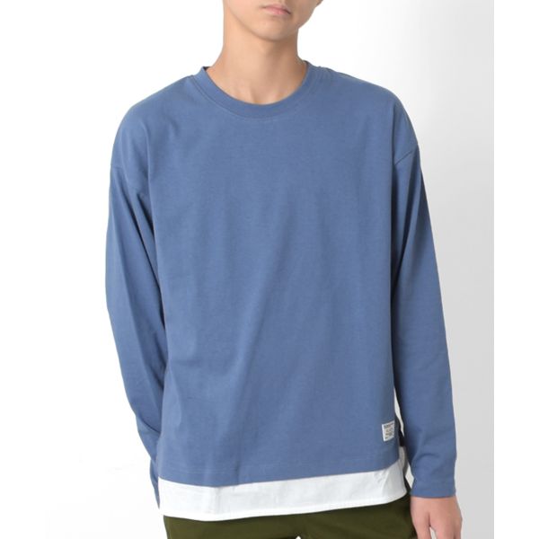 裾レイヤードクルーネック長袖Ｔシャツ