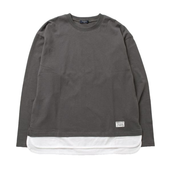 裾レイヤードクルーネック長袖Ｔシャツ