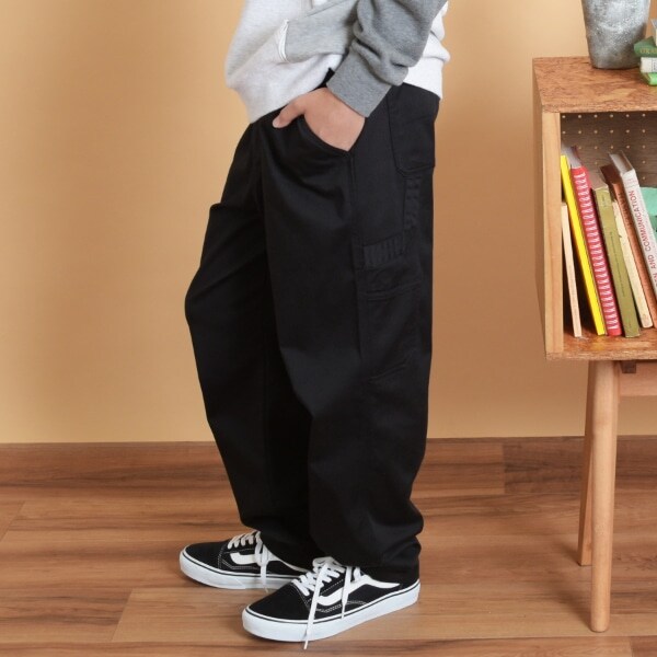 【大人向けサイズあり】【ラクパン】[ワイドテーパード]TCカラーツイル・ペインターパンツ