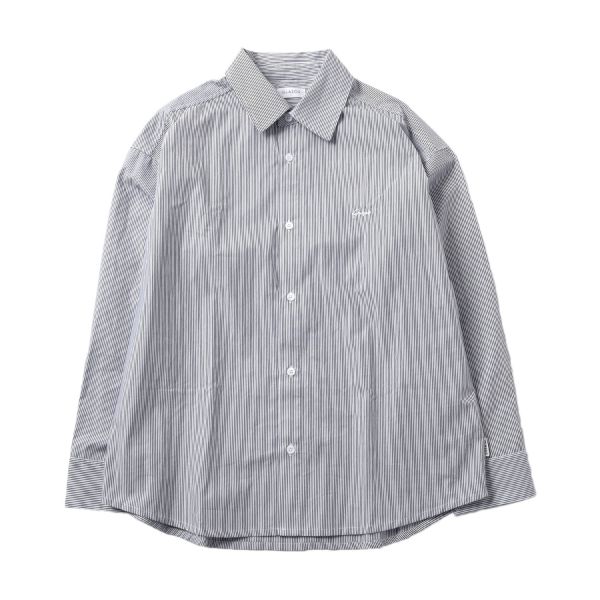 【大人向けサイズあり】ストライプ・ロゴ刺繍シャツ