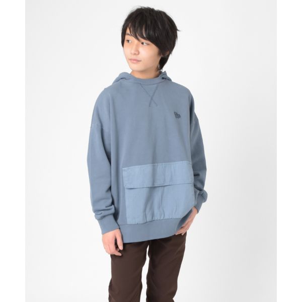 【大人向けサイズあり】裏毛・ピグメント異素材ポケットビッグパーカー