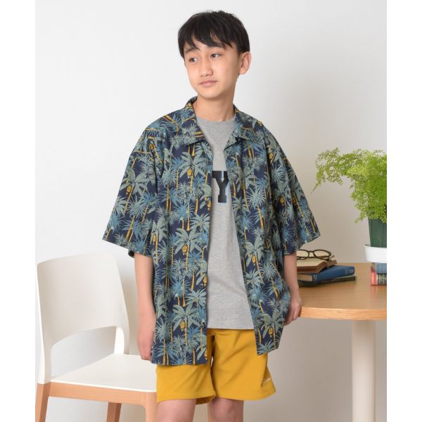 【大人向けサイズあり】コットン・リゾートプリントビッグ半袖開襟シャツ