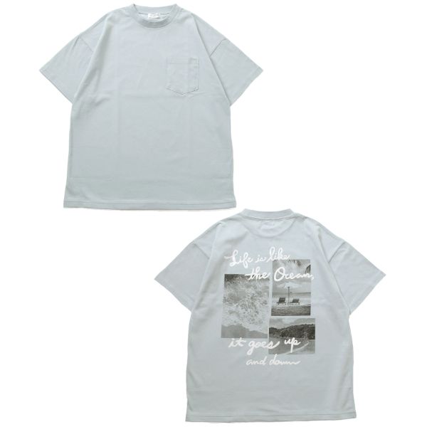 【接触冷感】裾レイヤードプリント半袖Tシャツ