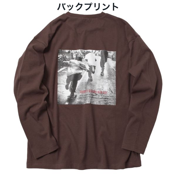 【WEB限定】【プチプラ】バックアソートプリント長袖Tシャツ