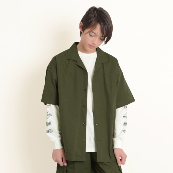 【大人向けサイズあり】【セットアップ対応】タイプライター・開襟シャツ