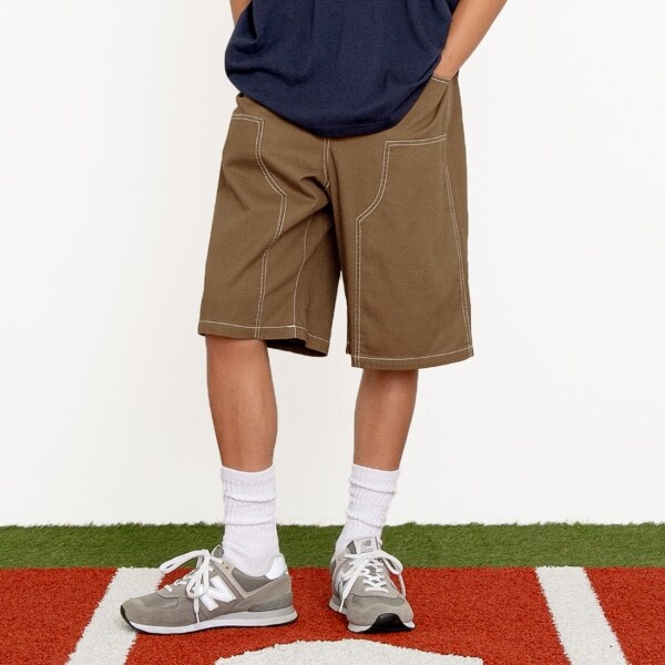 【大人向けサイズあり】コットンツイル・ダブルニーハーフパンツ