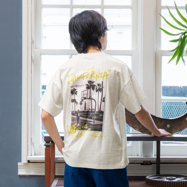 【大人向けサイズあり】【防汚加工】リゾートバックプリント半袖Tシャツ