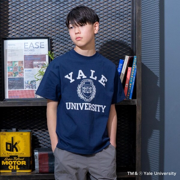 【大人向けサイズあり】【YALE】コットン・半袖カレッジプリントTシャツ