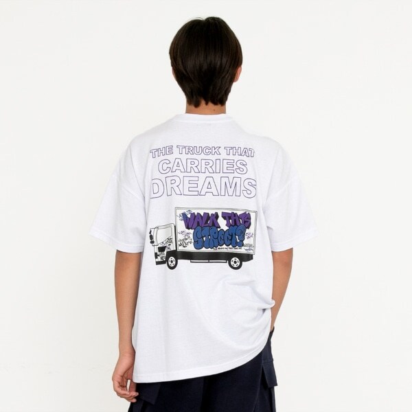 【大人向けサイズあり】【防虫加工】バックグラフィティトラックプリント半袖Tシャツ