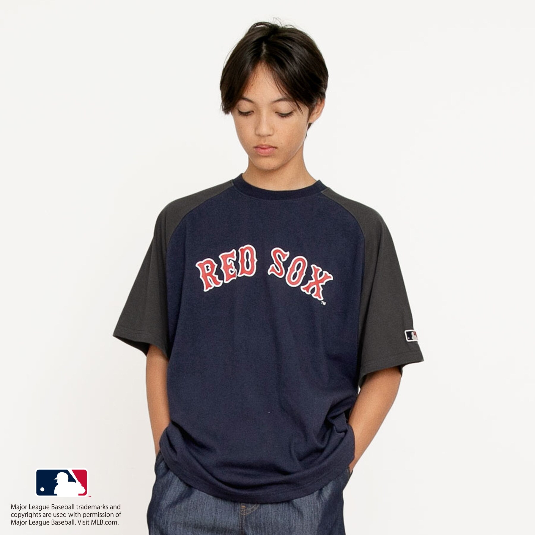 【大人向けサイズあり】【MLB】チームロゴプリントラグランスリーブ半袖Tシャツ