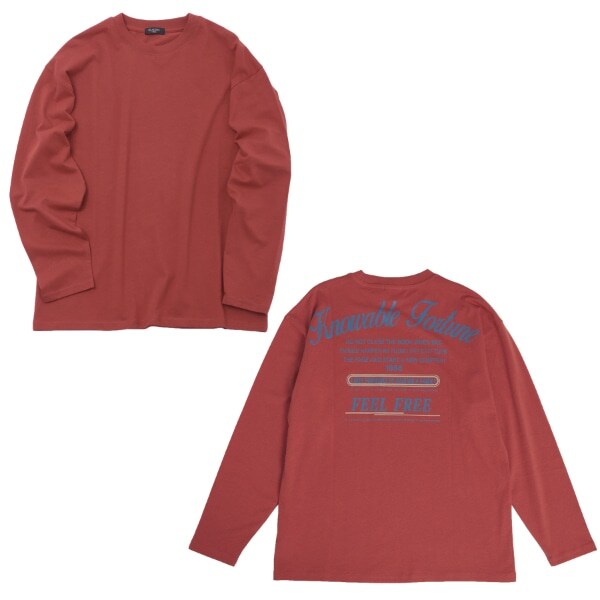 【大人向けサイズあり】【プチプラ】バックメッセージロゴ長袖Tシャツ