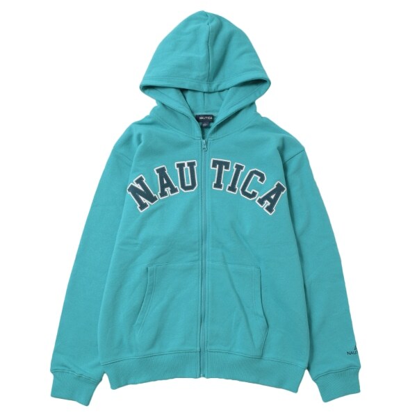 【大人向けサイズあり】【NAUTICA】フロントロゴアップリケジップパーカー