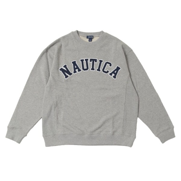【大人向けサイズあり】【NAUTICA】フロントロゴアップリケトレーナー